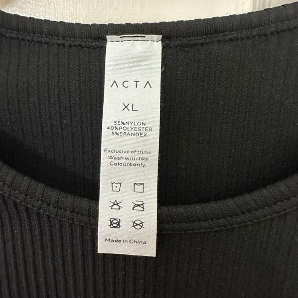 Kora Acta Crop Workout Top Black Seamless Long Sleeve‎ Crew Neck Womens XL - Picture 2 of 3